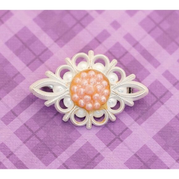 Vintage White Art Nouveau Faux Pearls Symbolic Brooch - V17 - Picture 1 of 2